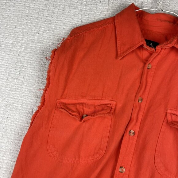 Y2K USA Biker Design Vest Mens L Orange Sleeveless Cut Off Bike Week 2007 - Picture 9 of 16